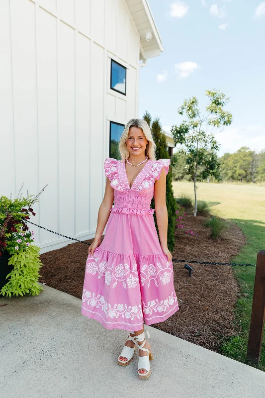 women's lace dressesCheers Midi Dress - Bubblegum Pink