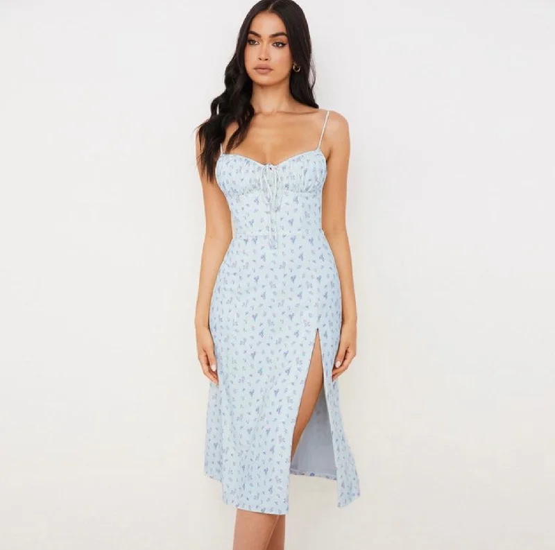 Button-Down DressFlower Fields Slip Floral Split Midi Dress