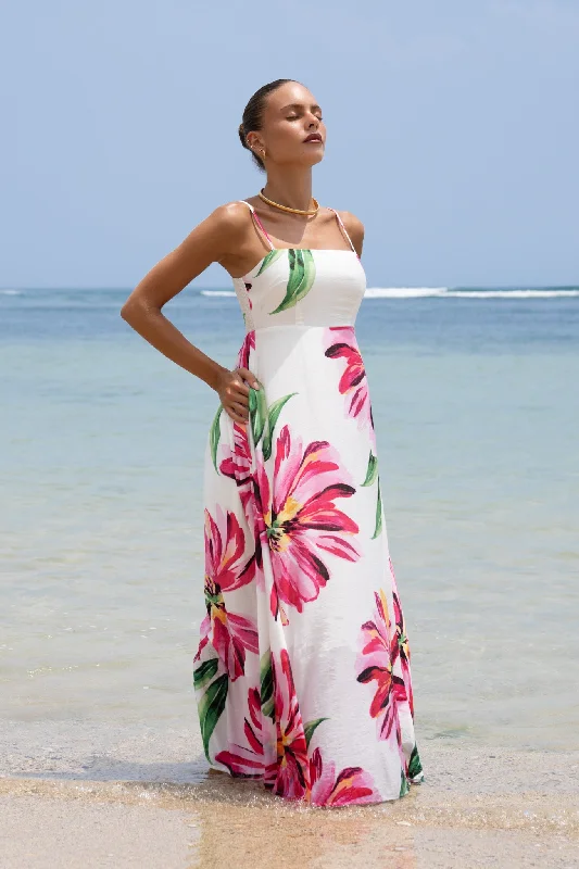 Halter DressGracie Pink Floral Maxi Dress