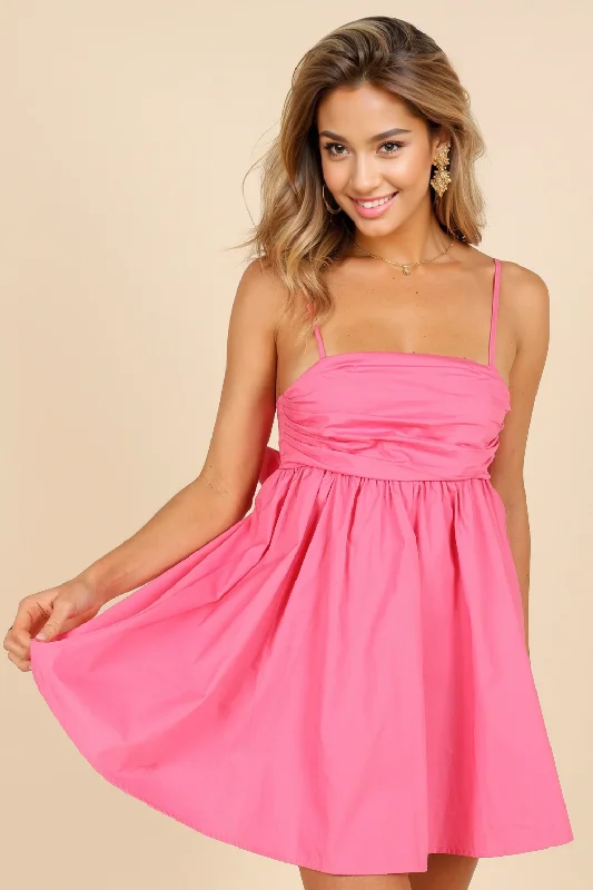 Formal DressAlice Bow Back Mini Dress - Hot Pink