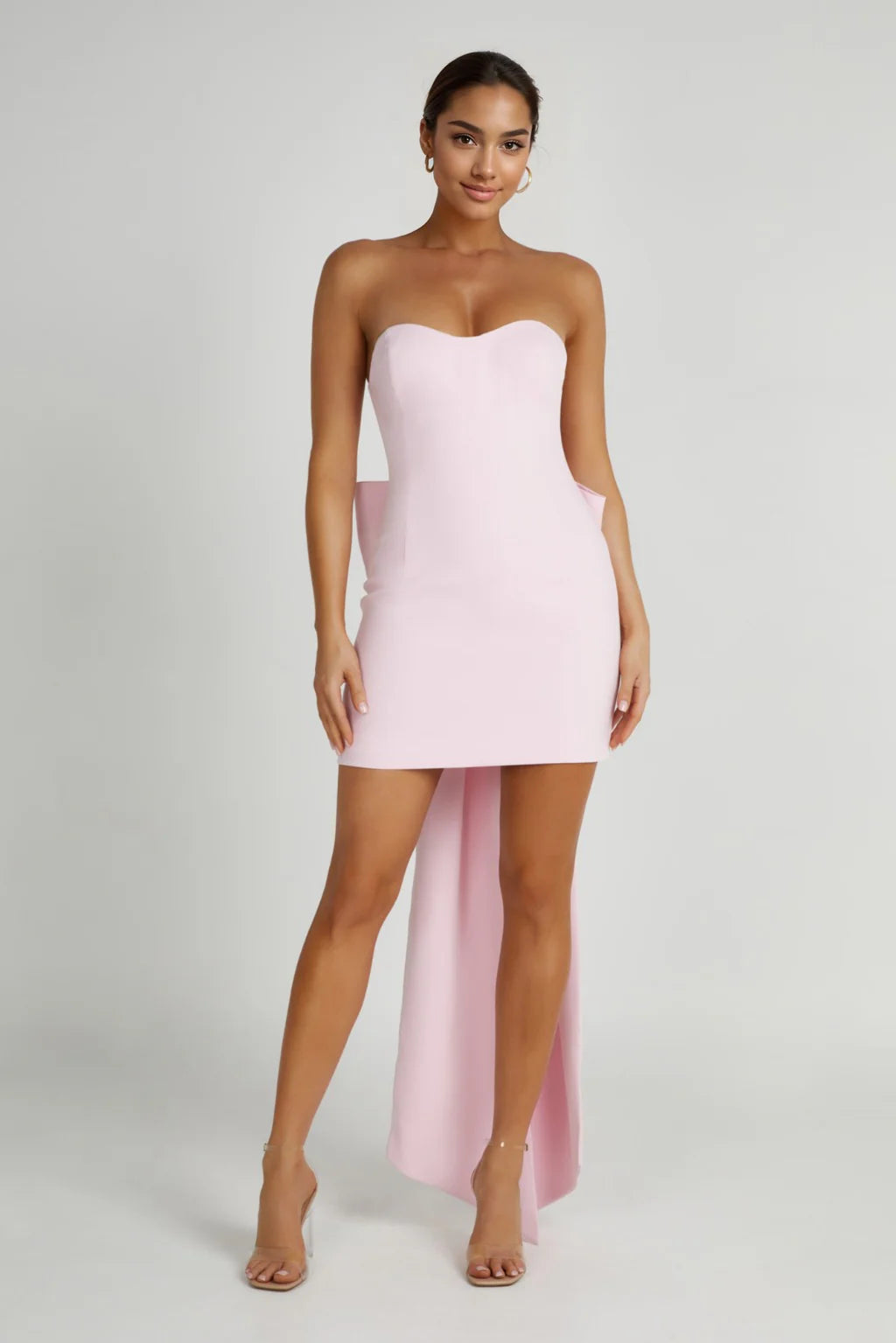 women's body-skimming dressesMeredith Strapless Bow Mini Dress - Blush Pink