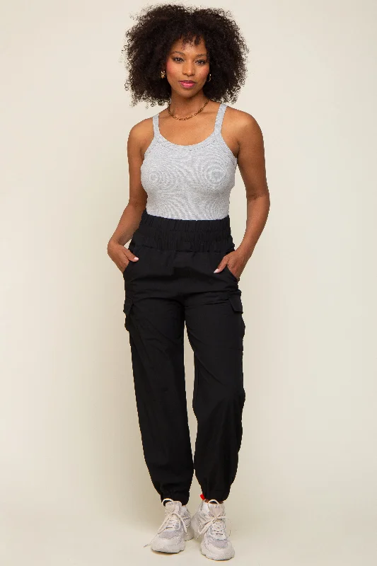 women's patterned pantsBlack Cargo Pocket Joggers