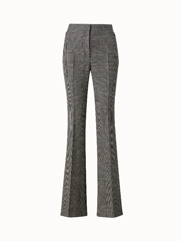 women's warm pantsCashmere Bootcut Pants with Prince of Wales Check