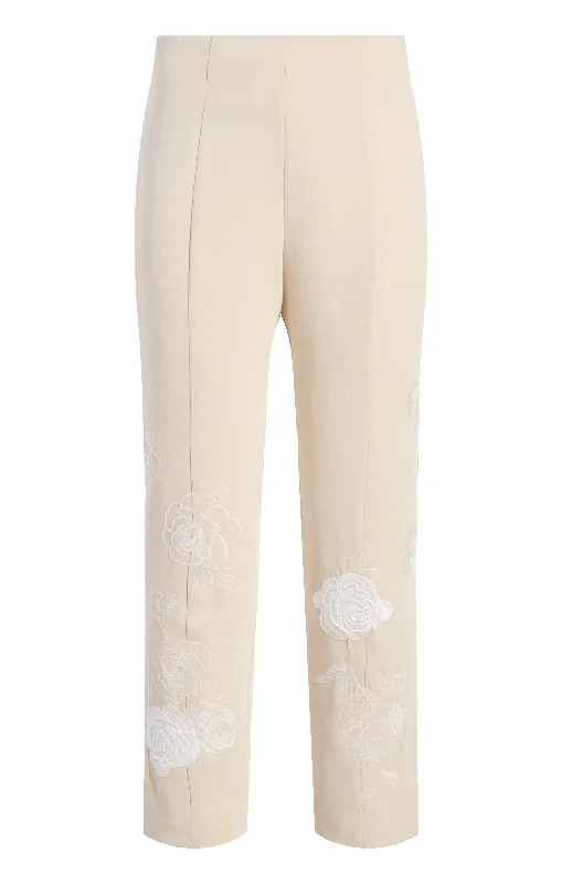 women's mid-rise pantsFloating Roses Embellished Cropped Brianne Pant