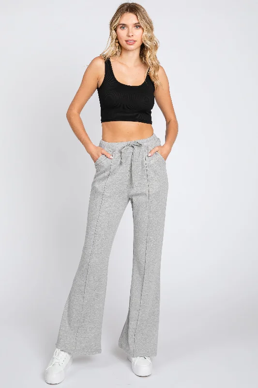 women's wide-leg pantsHeather Grey Faux Fur Lined Flare Lounge Pants