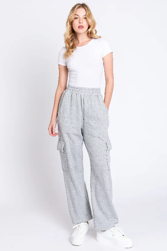 women's reversible pantsHeather Grey Fleece Cargo Sweatpants