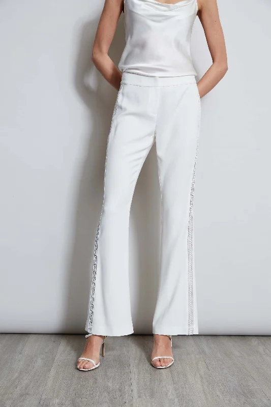 women's silk pantsLace Trim Fit & Flare Pant