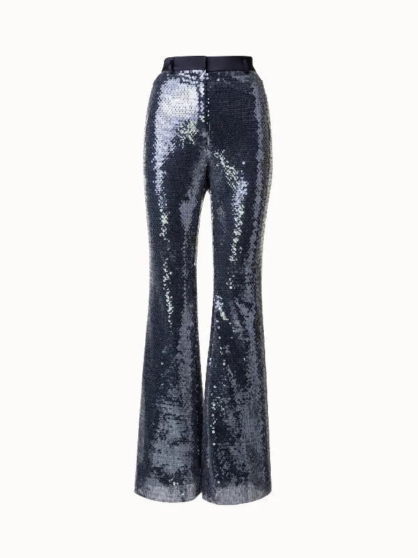 women's satin pantsLiquid Sequins Bootcut Pants