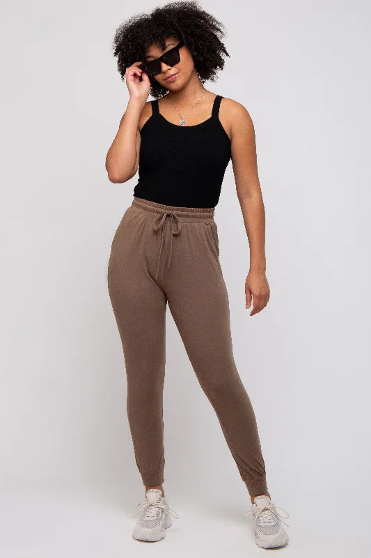 women's running pantsMocha Ultra Soft Knit Drawstring Joggers