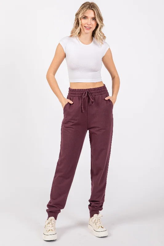 women's mini pantsPurple Basic Drawstring Sweatpants