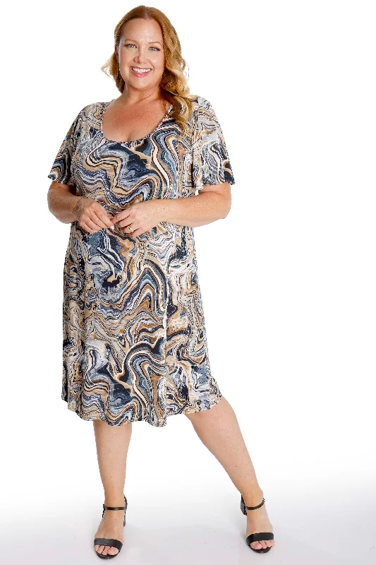 women's affordable pantsVikki Vi Jersey Earth Swirl T-Shirt Style Dress