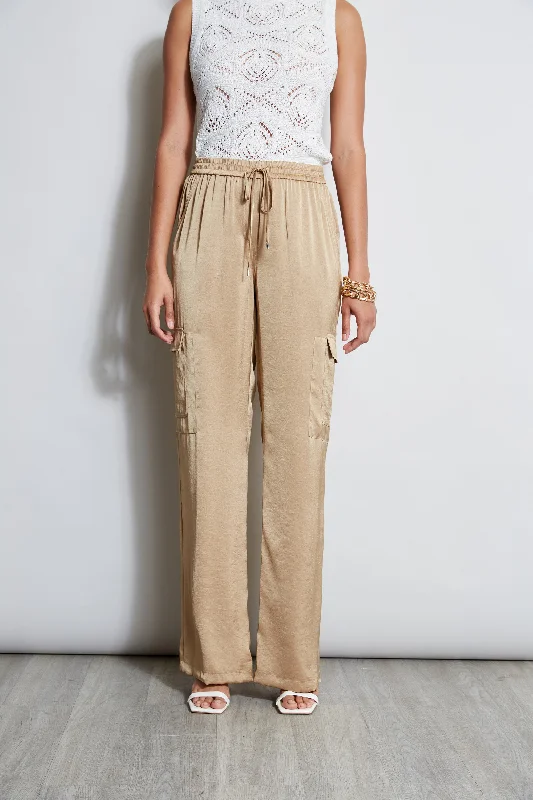 women's satin pantsRelaxed Satin Cargo Pant