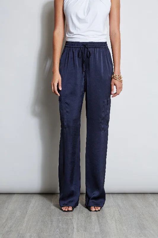 women's mid-rise pantsRelaxed Satin Cargo Pant