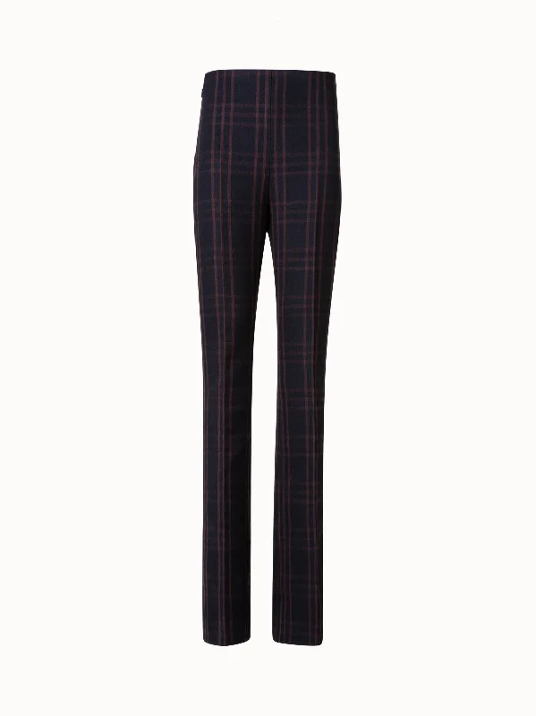 women's capri pantsWool Double-Weave Bootcut Pants with Window Pane Check