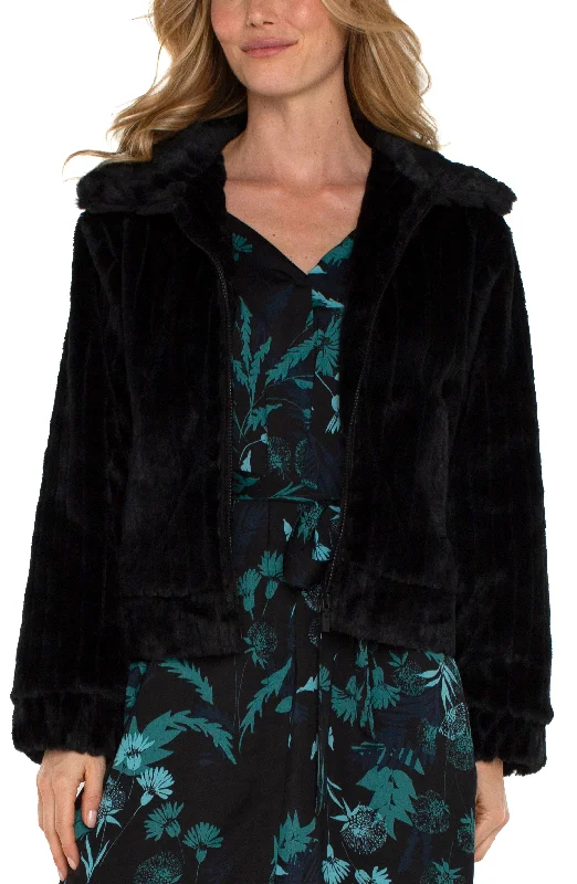 women's capri pantsZIP UP FAUX FUR JACKET