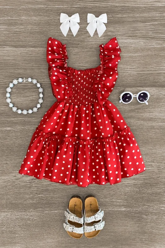 women's ruffle dressesWhite Polka Dot Dress