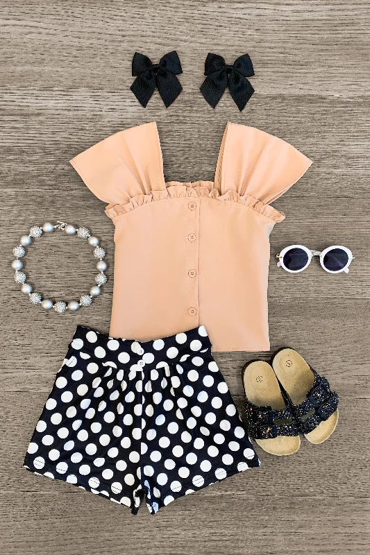 Denim DressBlush Pink & Black Polka Dot Short Set