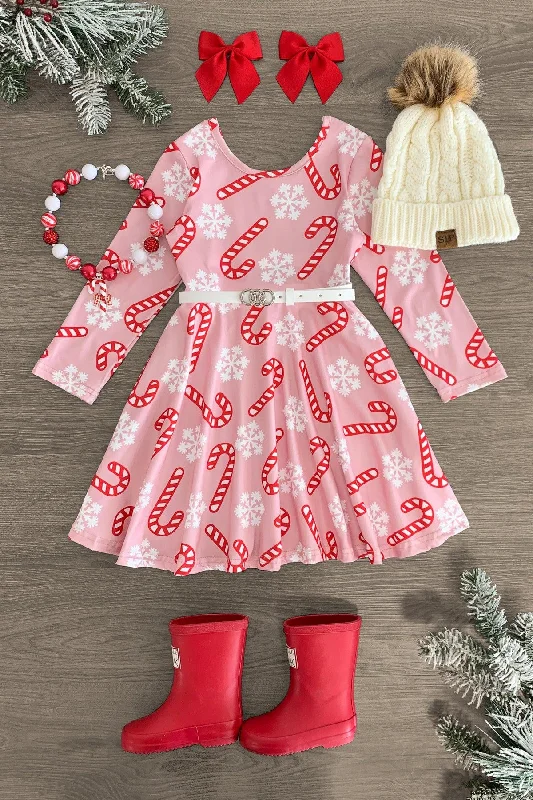 High-Low DressPink Snowflake Candy Cane Dress