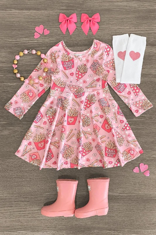 Short-Sleeve Dress"Fries Before Guys" Pink Heart Dress