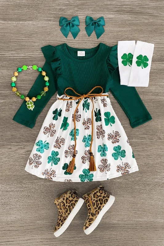 Statement DressGreen & White Cheetah Shamrock Dress