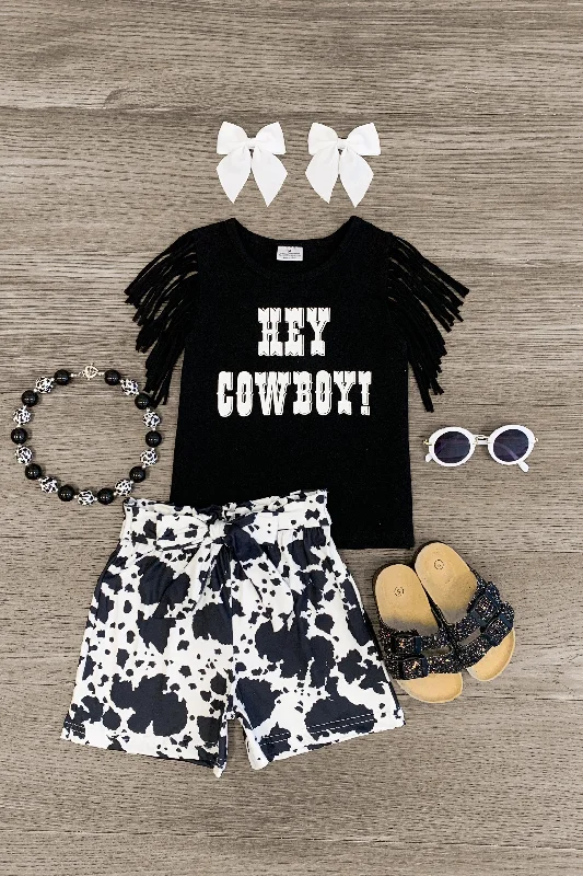 Button-Down Dress"Hey Cowboy!" Cow Print Tie Short Set