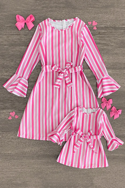 Formal DressMom & Me - Pink Bell Sleeve Striped Dress