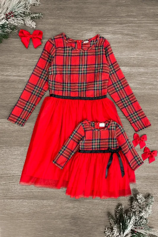 Casual DressMom & Me - Red Plaid Tutu Dress