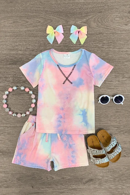 women's bodycon dressesPastel Pink & Blue Tank Tie Dye Lounge Set