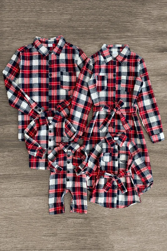 Plus-Size DressRed & Blue Plaid Family Shirt & Dress