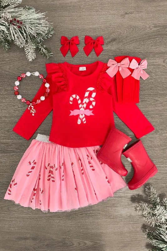 Mermaid DressRed & Pink Candy Cane Tutu Skirt Set