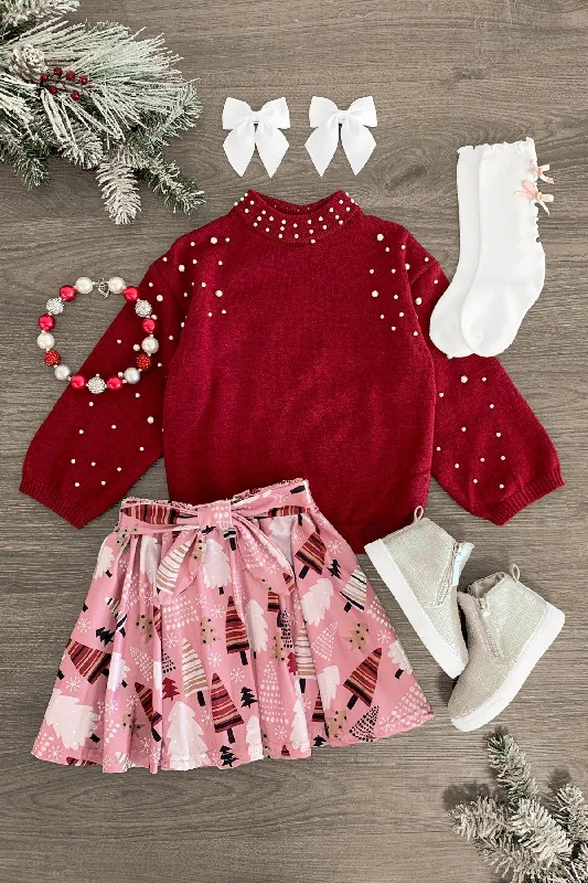 Party DressPearl Sweater Winter Wonderland Skirt Set