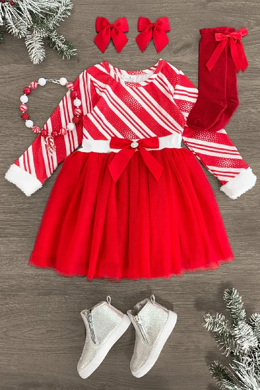 women's casual Friday dressesCandy Cane Striped Tutu Dress