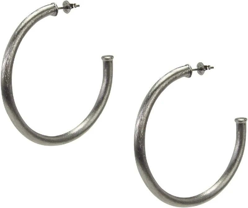 Denim DressSheila Fajl Everybody's Favorite Small Brushed Gun Metal Hoops