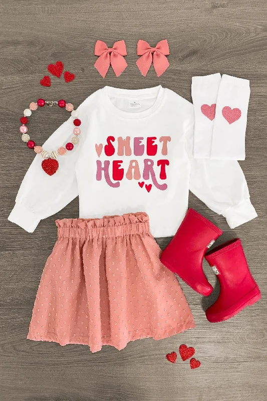 Trumpet Dress"Sweet Heart" White & Pink Skirt Set