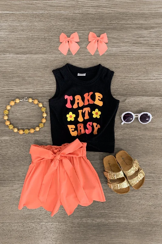 women's unique dresses"Take It Easy" Coral Short Set