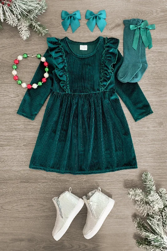 A-Line DressVelvet Glitter Ruffle Dress