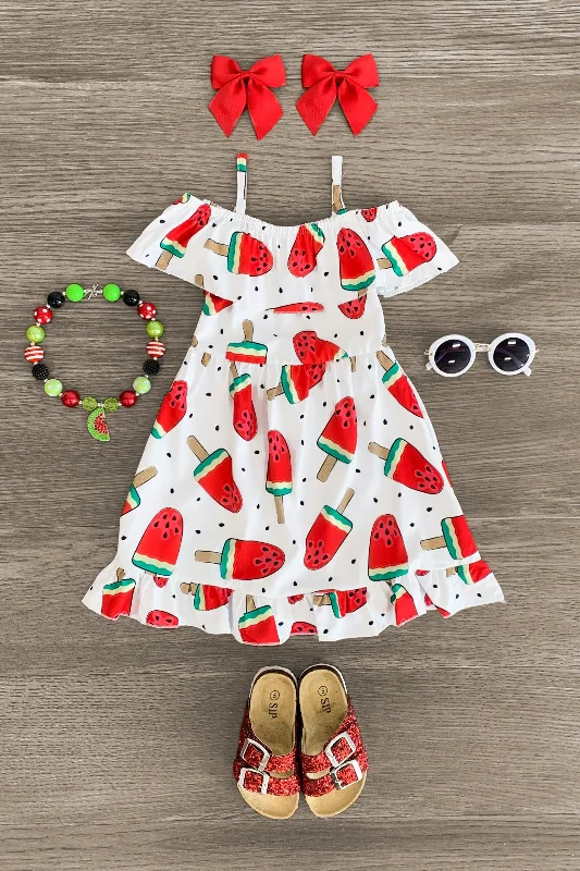 Petite DressWhite Watermelon Popsicle Dress