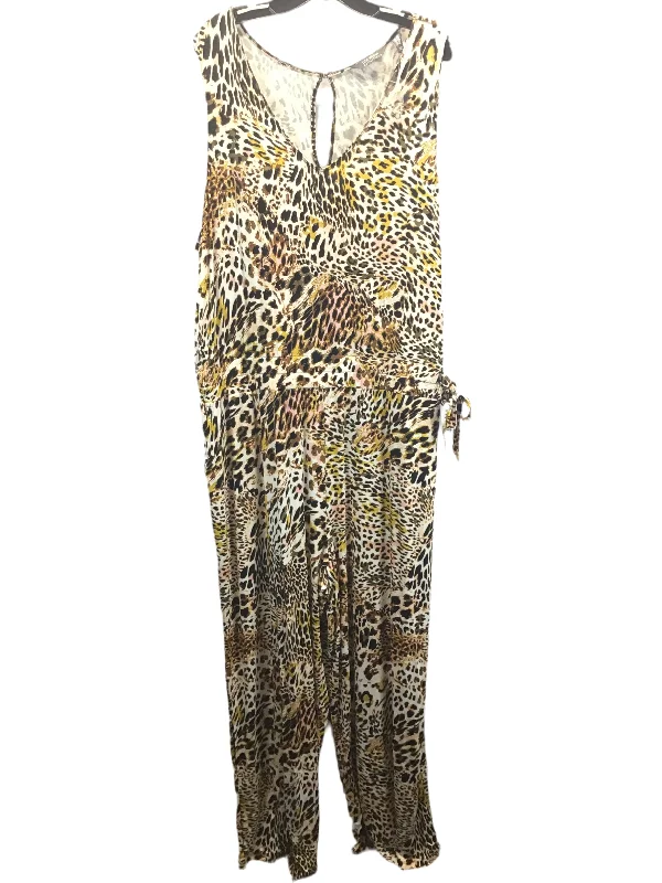 women's wide-leg jumpsuitsAnimal Print Jumpsuit Lisa Rinna, Size 2x