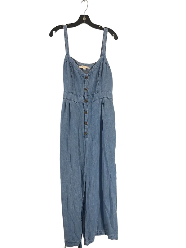 women's jumpsuits with zippersBlue Denim Jumpsuit Loft, Size 12