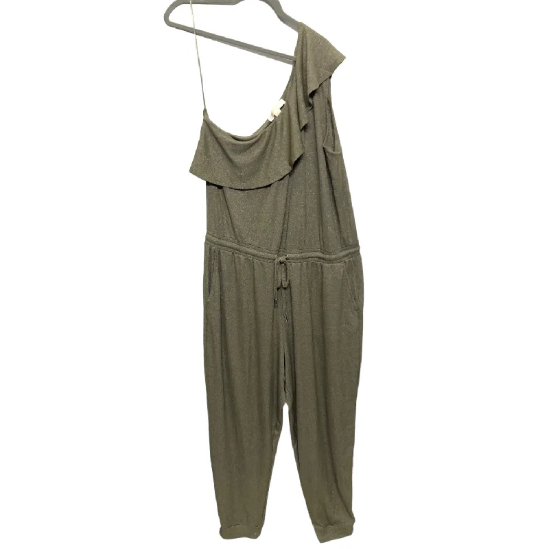 women's jumpsuits with long sleevesGreen & Silver Jumpsuit Michael By Michael Kors, Size Xxl