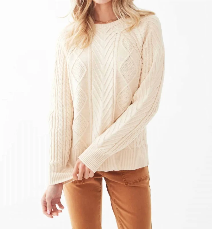 Flannel-Lined SweatersA-Line Cable Sweater In Cream