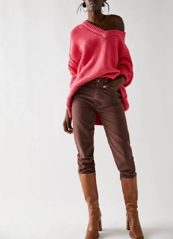 Casual SweatersAlli V Neck In Strawberry Spritz