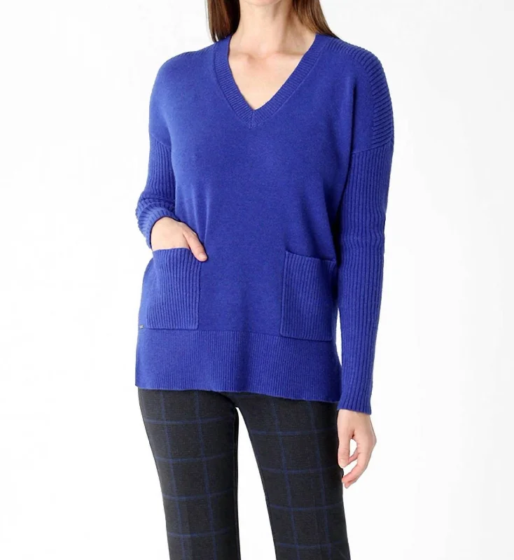 Fitted SweatersAndrea 2 Pocket Sweater In Cobalt Blue