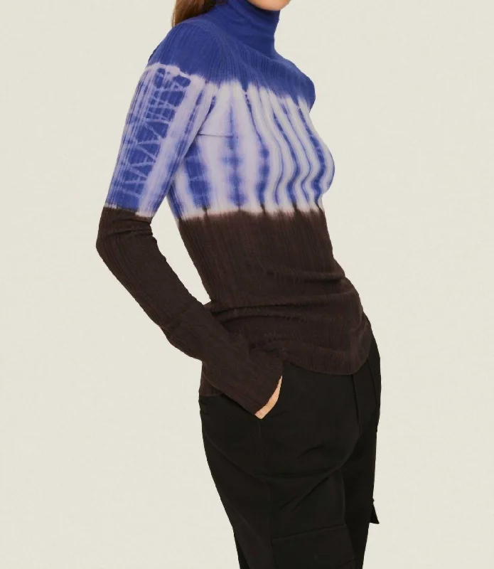 Cardigan SweatersDip Dye Turtleneck In Blue