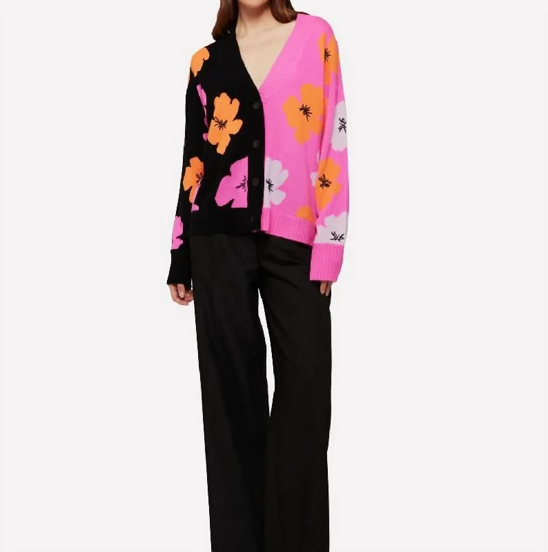 Trendy Pullover SweatersFlower Print Cardigan In Multi