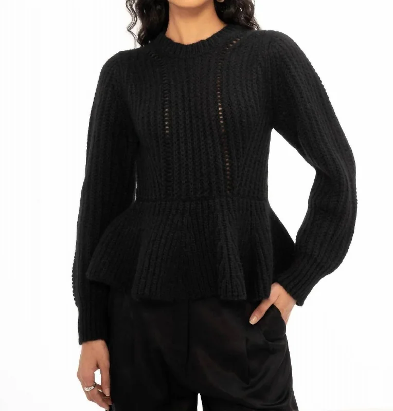 Extra-Large SweatersFreya Peplum Crew Neck Sweater In Black