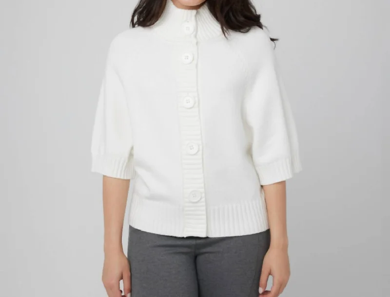 Pullover Chunky SweatersFront Button Up Sweater In Off White