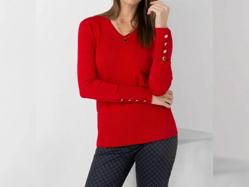 Soft Knitted SweatersJuliette Red Long Sleeve Sweater