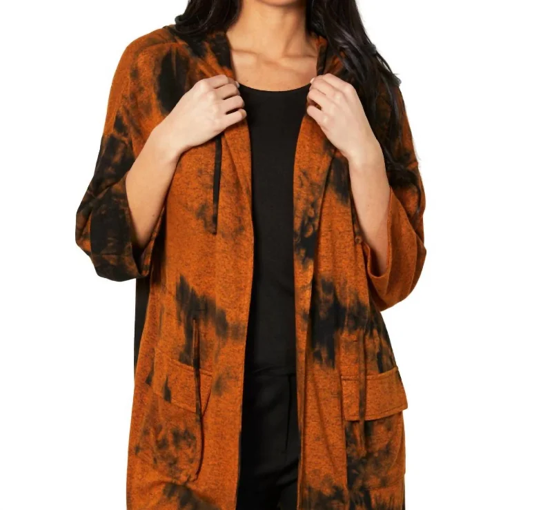 Thick SweatersMarble Wash Drawstring Cardigan In Spice