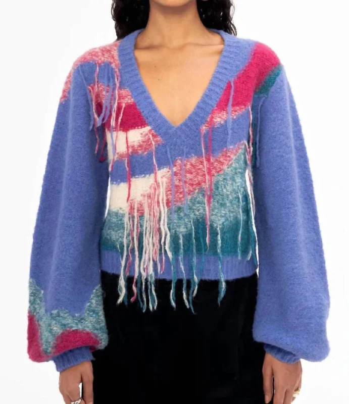 Hooded SweatersMaya V Neck Sweater In Feather Print